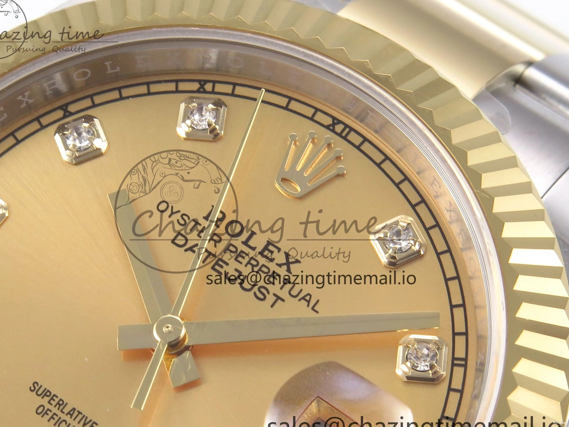 MiroTime 1229 DateJust 41 126333 EWEF Best Edition YG Diamonds Dial on SS YG Oyster Bracelet A Minimalist 973